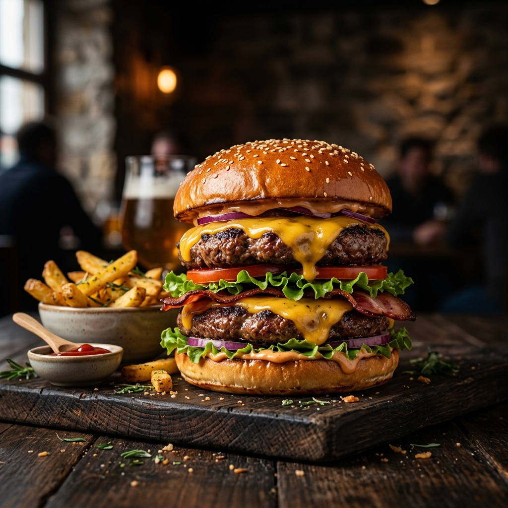 Delicious V-Burg double cheeseburger